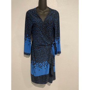 BCBGMaxazria Blue/Black Wrap Dress size M